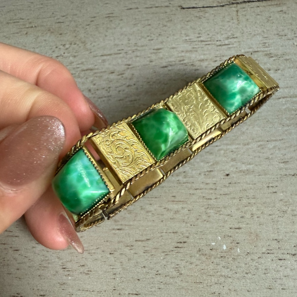 Antique chinese Jade silver and Gold Bracelet